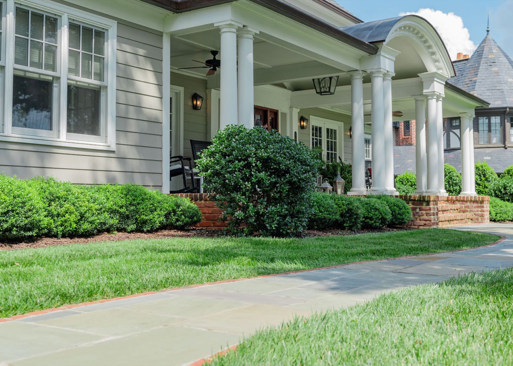 Bluestone walkway under portico